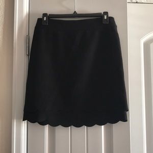 Scalloped Hem Black LOFT Skirt